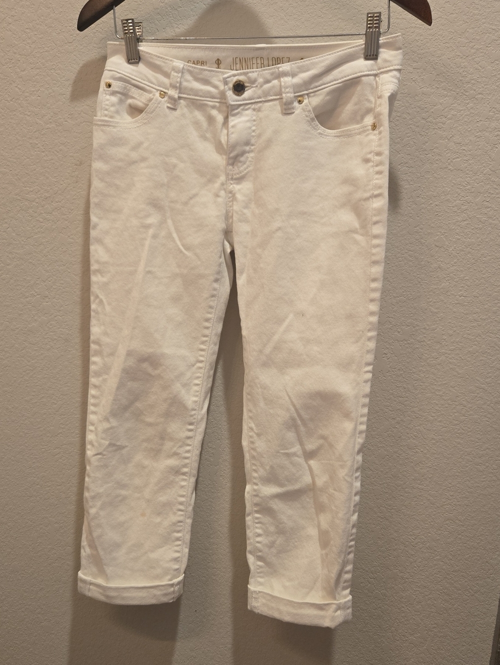 Jennifer Lopez White Cropped Ankle Jeans